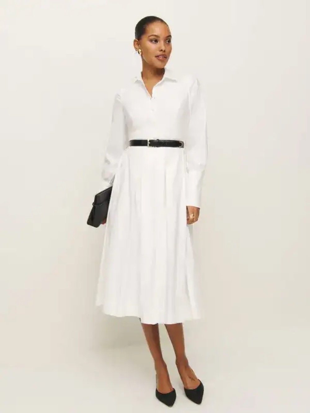Reformation White Long-Sleeve button down dress | Ambra Dress